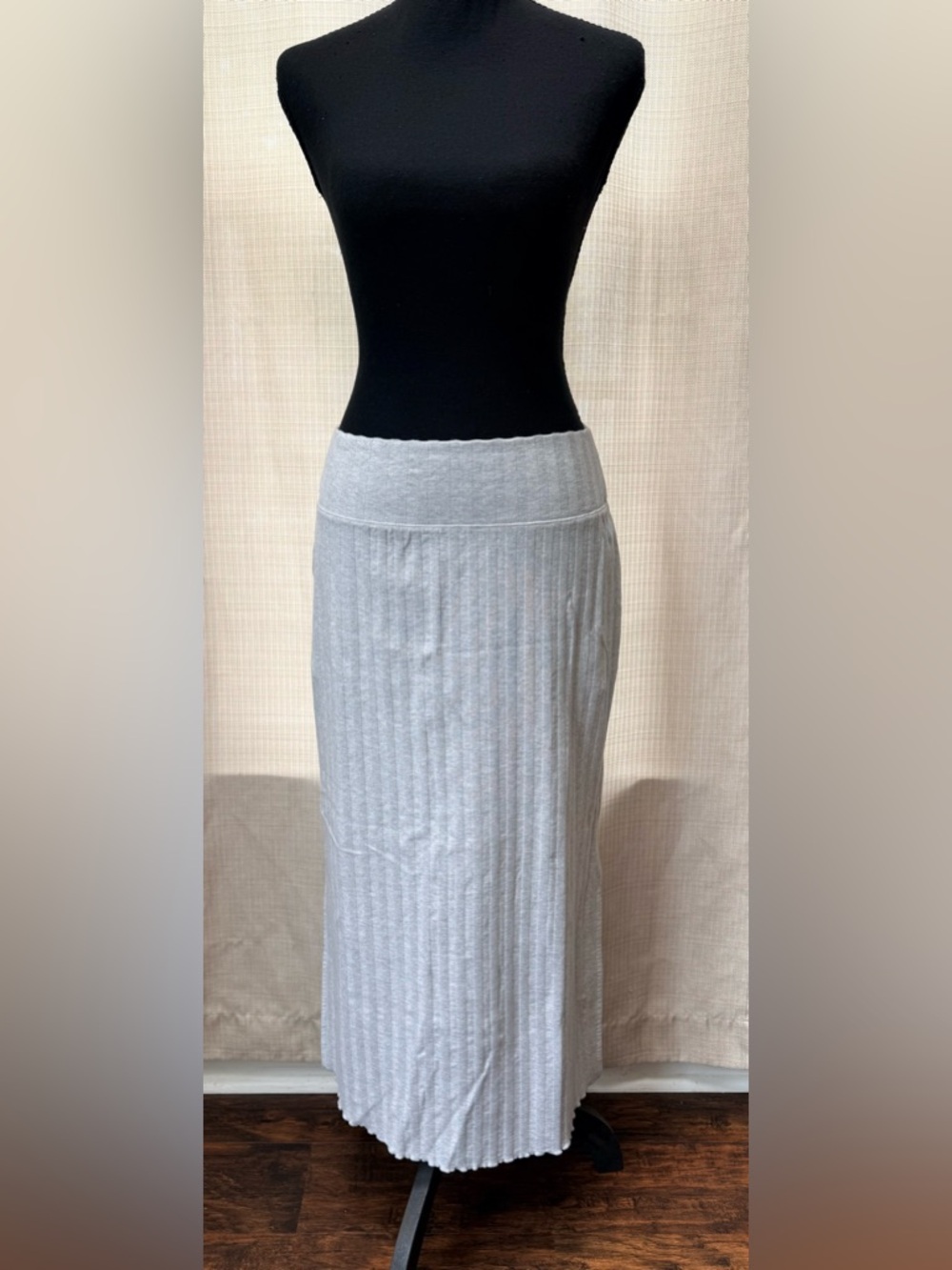 Aerie Offline OG Groove Midi Skirt Ribbed Gray Sz M Minimalist Loungewear